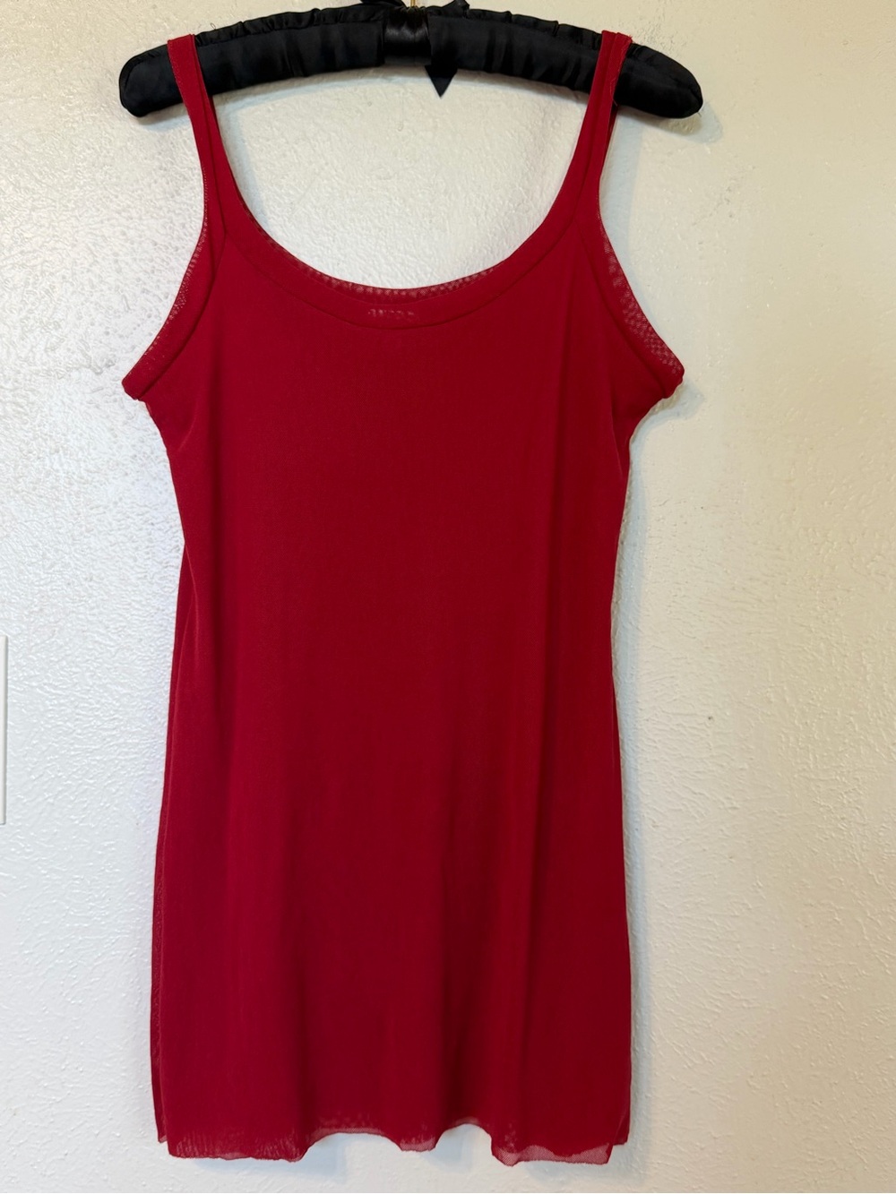 PETIT POIS by Viviana G. Double Mesh Deep‎ Red Nylon Shell Tank Top Sz XL NWOT